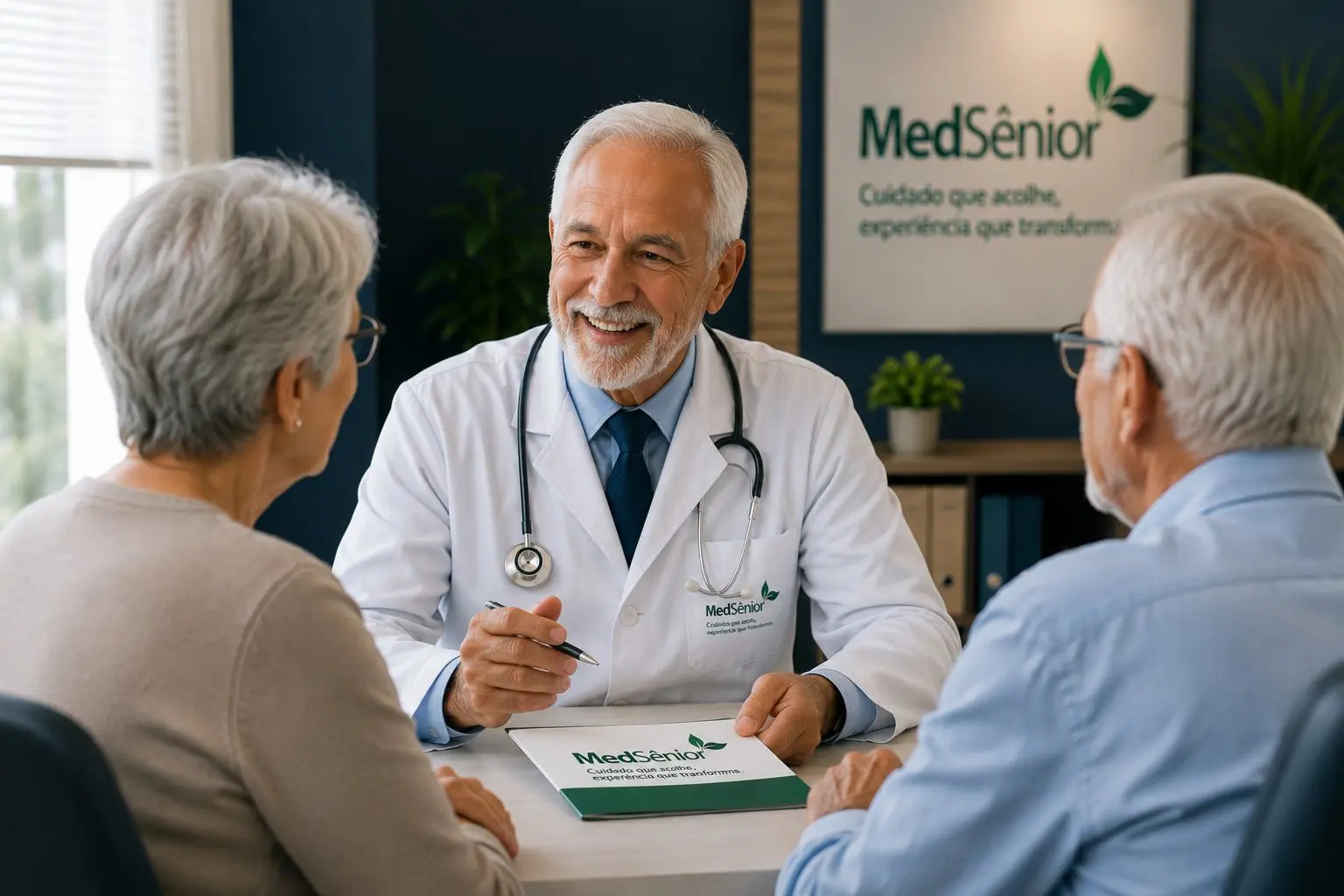 Médico orientando casal sobre Carência Zero